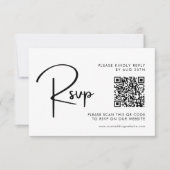 Elegant & Modern Zwart-wit bruiloft QR-code RSVP Kaartje (Voorkant)
