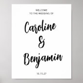 Elegant Modern Zwart-Wit Bruiloft Welkom Poster (Voorkant)
