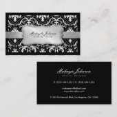 Elegant modern zwart-wit chassis met zilver visitekaartje (Voorkant / Achterkant)