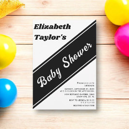 Elegant modern zwart-wit chique Baby shower Kaart