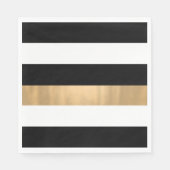 Elegant Modern Zwart, Wit en Goud Gestreept Servet (Voorkant)