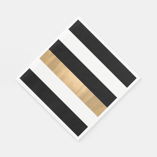Elegant Modern Zwart, Wit en Goud Gestreept Servet (Hoek)