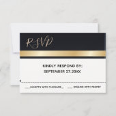 Elegant modern zwart-wit en gouden bruiloft RSVP (Voorkant)