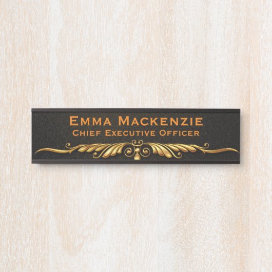 Elegant modern zwart-wit en gouden Kantoor deurbor Deurbordje (Voorkant)