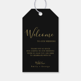 Elegant modern zwart-wit en goudkleurig chic Weddi Cadeaulabel