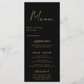 Elegant modern zwart-wit en goudkleurig chic Weddi Menu (Voorkant)