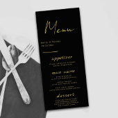 Elegant modern zwart-wit en goudkleurig chic Weddi Menu