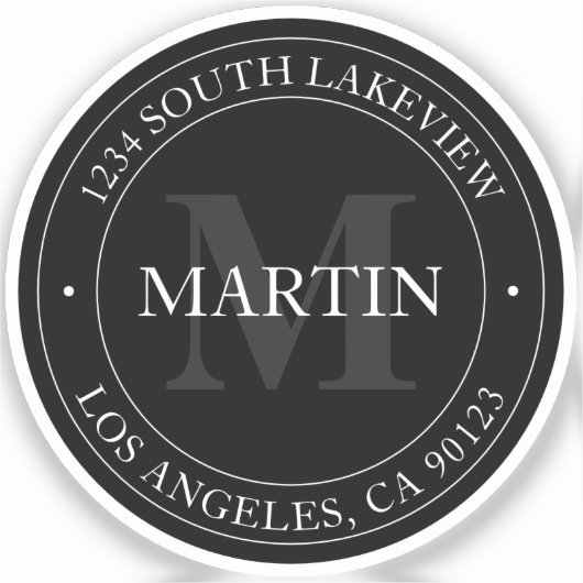 Elegant modern zwart wit en grijs sticker (Voorkant)