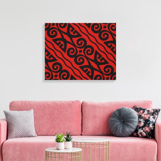 Elegant modern zwart-wit en rood-canvas wandkunst canvas afdruk (Insitu (Woonkamer))