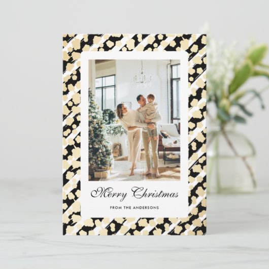 Elegant Modern Zwart Wit Foto Vrolijk Kerstfeest Feestdagenkaart (Staand voorkant)