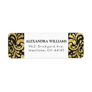Elegant modern zwart-wit & Gold Adress Etiket