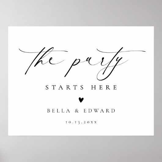 Elegant Modern Zwart Wit Huwelijk Welkom Teken Poster (Voorkant)