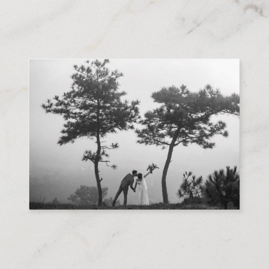 Elegant Modern Zwart & Wit Huwelijksfoto Details Informatiekaartje (Achterkant)