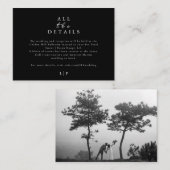 Elegant Modern Zwart & Wit Huwelijksfoto Details Informatiekaartje (Voorkant / Achterkant)