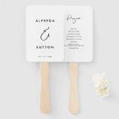 Elegant & Modern zwart-wit huwelijksprogramma Handwaaier (Voorkant en achterkant)