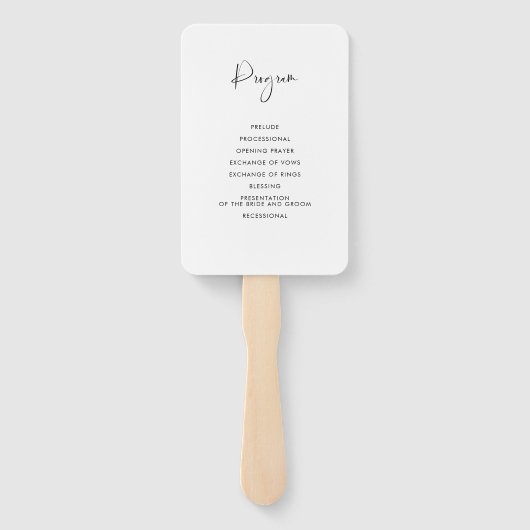 Elegant & Modern zwart-wit huwelijksprogramma Handwaaier (Achterkant)