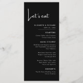 Elegant & Modern Zwart-wit Let's Eat Wedding Menu (Voorkant)