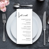 Elegant & Modern Zwart-wit Let's Eat Wedding Menu