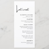 Elegant & Modern Zwart-wit Let's Eat Wedding Menu (Voorkant)