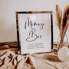 Elegant & Modern Zwart-wit Mimosa bar teken Poster