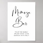 Elegant & Modern Zwart-wit Mimosa bar teken Poster (Voorkant)