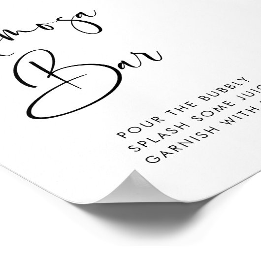 Elegant & Modern Zwart-wit Mimosa bar teken Poster (Hoek)