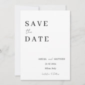 Elegant Modern Zwart-Wit Minimalist Save The Date (Voorkant)