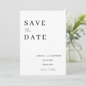 Elegant Modern Zwart-Wit Minimalist Save The Date (Staand voorkant)