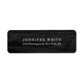 Elegant Modern Zwart Wit Minimalistisch Hout Etiket (Voorkant)