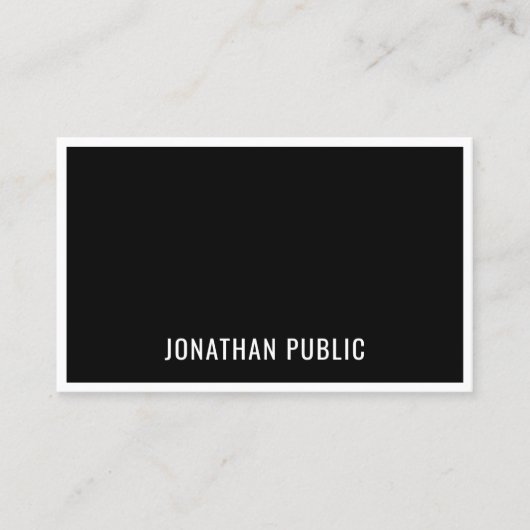 Elegant Modern Zwart Wit Minimalistische Sjabloon Visitekaartje (Voorkant)