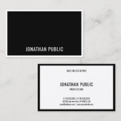 Elegant Modern Zwart Wit Minimalistische Sjabloon Visitekaartje (Voorkant / Achterkant)