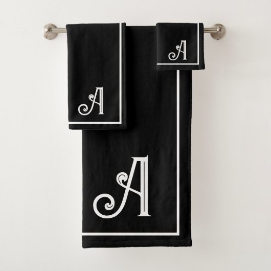 Elegant modern zwart-wit monogram   bad handdoek (Insitu)