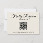 Elegant Modern Zwart & Wit Retro QR Code Bruiloft RSVP Kaartje (Voorkant)