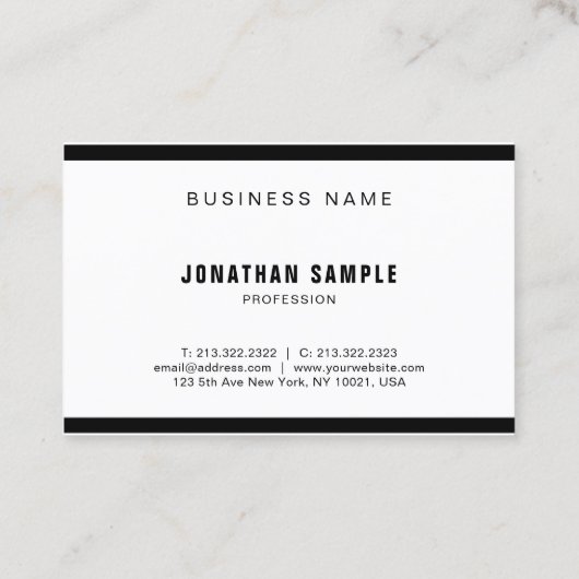 Elegant Modern Zwart Wit Slank Design Luxe Visitekaartje (Achterkant)