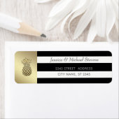 Elegant modern zwart-wit strepen anananas etiket (Insitu)