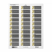 Elegant modern zwart-wit strepen anananas etiket (Full Sheet)