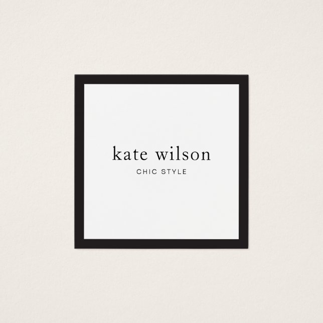 Elegant modern zwart wit vierkant vierkante visitekaartjes (Voorkant)