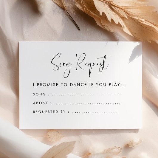 Elegant modern, zwart-witbruiloft Song-verzoek Informatiekaartje
