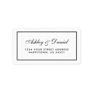 Elegant modern zwart-withuwelijk etiket