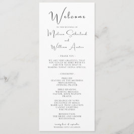 Elegant modern zwart-withuwelijk programmakaart