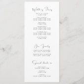 Elegant modern zwart-withuwelijk programmakaart (Achterkant)