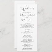 Elegant modern zwart-withuwelijk programmakaart (Voorkant / Achterkant)