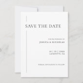 Elegant modern zwart-withuwelijk save the date (Voorkant)