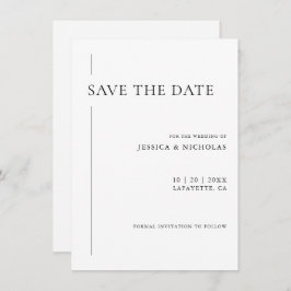 Elegant modern zwart-withuwelijk save the date
