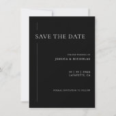 Elegant modern zwart-withuwelijk save the date (Voorkant)