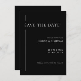 Elegant modern zwart-withuwelijk save the date