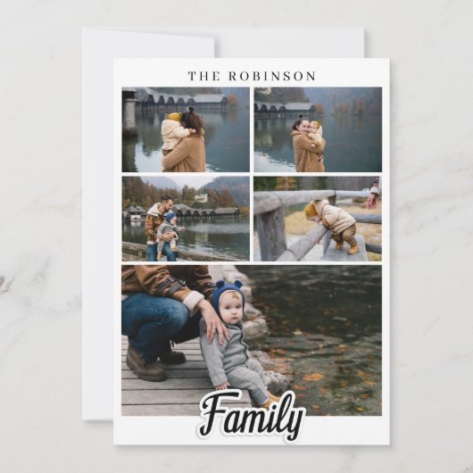 Elegant modern zwart-wittekst voor aangepaste fami kaart (Voorkant)