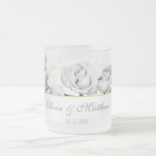 Elegant modern - zwart witwitbruistoestel cadeautj matglas koffiemok (Center)