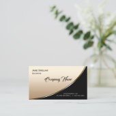 Elegant modern, zwart, zwart, licht goud visitekaartje (Staand voorkant)