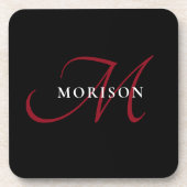 Elegant modern zwart-zwart-witmonogram bier onderzetter (Voorkant)